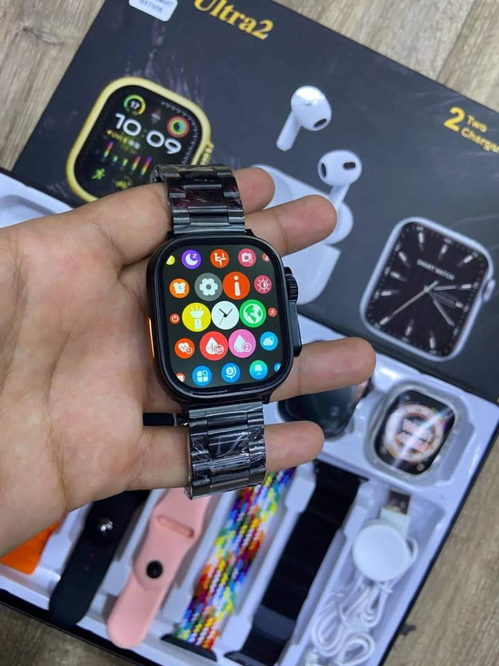 أسود PACK H39 ( الساعة أولترا 9 + ساعة اولترا 2 بوصة 49 +2 بوشيطات + الصناتات + 7 صماطي )