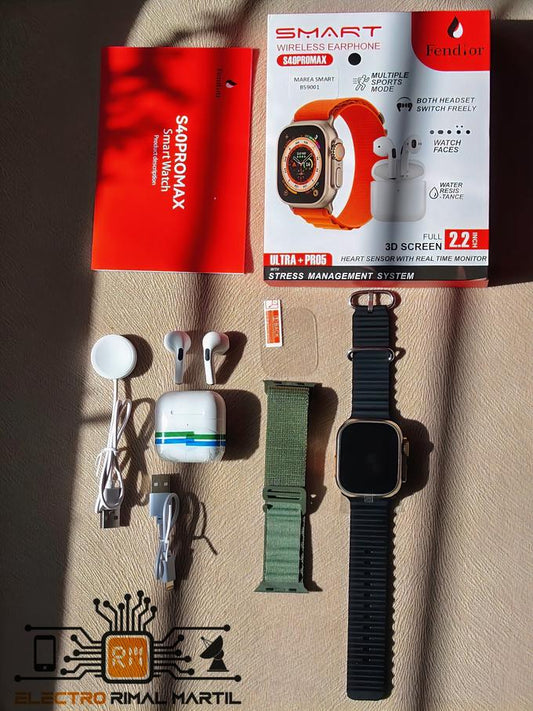 PACK S40 PRO MAX ( الساعة بوصة 49 + الصناتات + 2 صماطي)