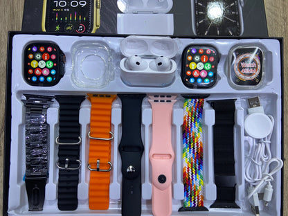 PACK H39 ( الساعة أولترا 9 + ساعة اولترا 2 بوصة 49 +2 بوشيطات + الصناتات + 7 صماطي )